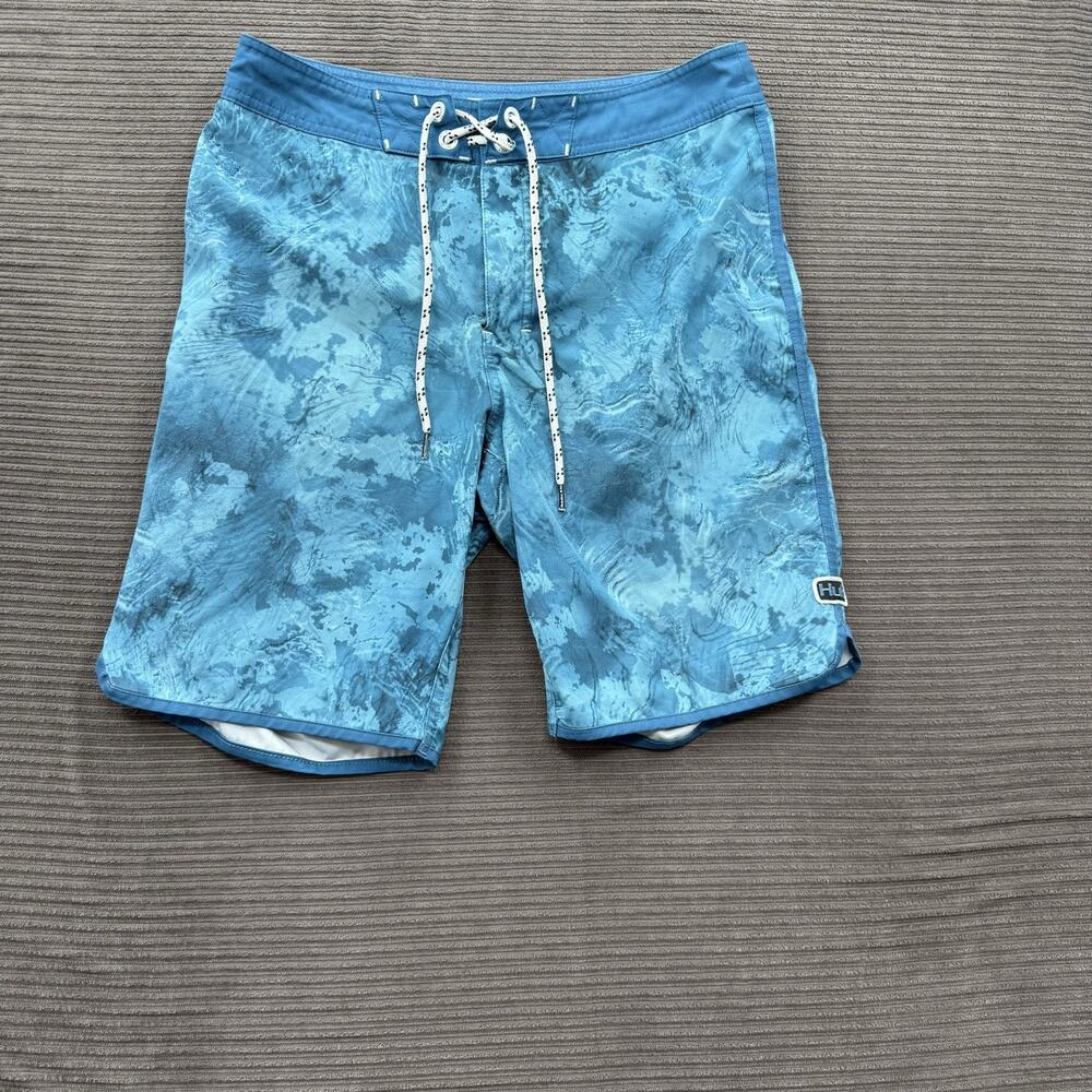 Huk Fishing Short Men 30 Blue Ocean Polyester Performance Breathable Outdoors.
